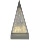 Piramis, 3D dekorációs világítás, ezüst-meleg fehér, LED, 12,5x7x26cm
