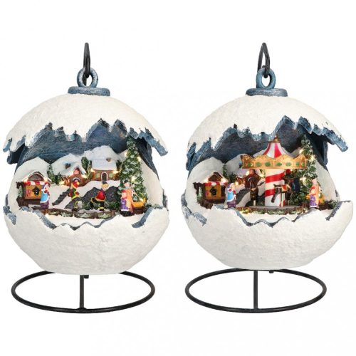 Karácsonyi gömb, 2 féle animációval, multikolor, LED, 20,5x20,5x22cm