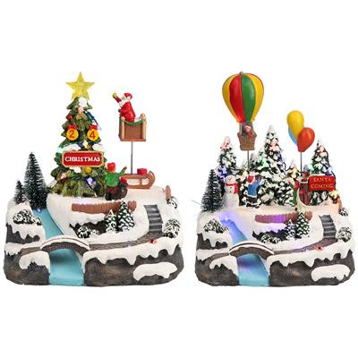 Karácsonyi lufis vagy szánkós dekoráció, 2 féle, multicolor-LED-21x20x24cm