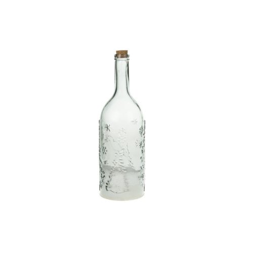 Palack világító, havazó dekorációval üveg 12,5x12,8x40cm szürke @@