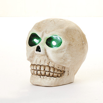 Kerámia koponya, világító szemekkel, 12cm