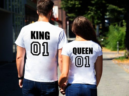 Páros póló king and queen fehér (mez)