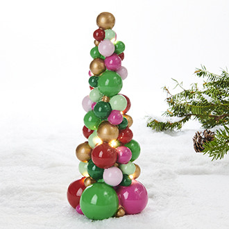 Karácsonyfa gömbökből, LED-del, 31 cm