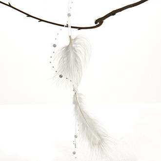 Tollfüzér gyöngyökkel, fehér, 120 cm