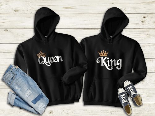 Páros pulóver - King, queen arany koronás