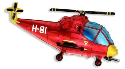 Fólia lufi, mini forma, helikopter, piros