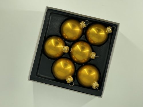 6 cm-es 6 db-os Antik arany üveg karácsonyfa díszek