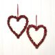 Szív alakú függő karácsonyi dekoráció, ajtódísz, piros bogyókkal, 2 féle, 25 cm