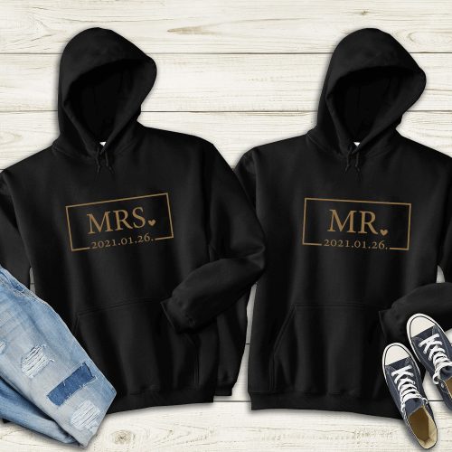 Páros pulóver Mr és Mrs keretes