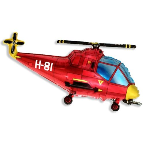 Fólia lufi, helikopter, piros, 24"