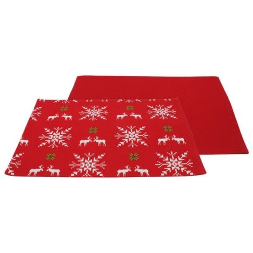 Tányéralátét hópelyhes textil 33x45cm piros