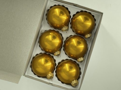 8 cm-es 6 db-os Antik arany üveg karácsonyfa díszek