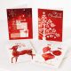 Dupla karácsonyi kártya, piros/fehér, 15x11 cm, 2 féle mintával