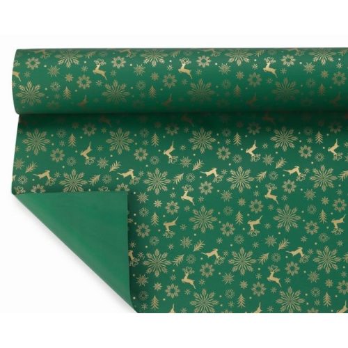 Csomagolópapír szarvas, fenyőfa mintával 1x25m zöld