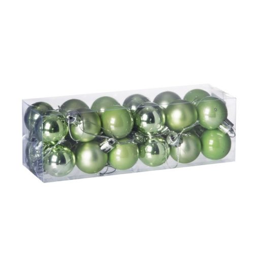 Gömb, dobozban műanyag 3cm világos zöld 3 féle S/24