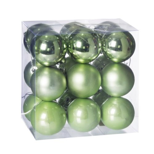 Gömb, dobozban műanyag 5cm világos zöld 3 féle S/18