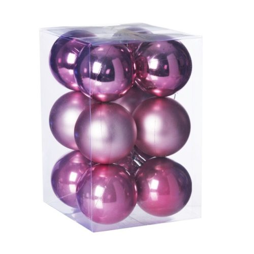 Gömb, dobozban műanyag 6cm pink 3 féle S/12