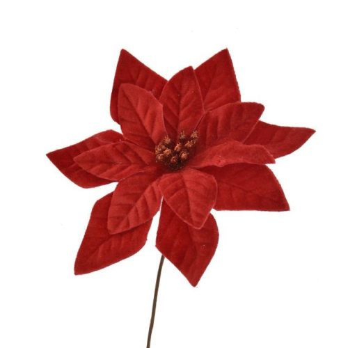Mikulásvirág betűzős bársony 16cm piros