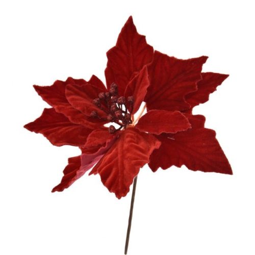 Mikulásvirág betűzős bársony 12cm piros