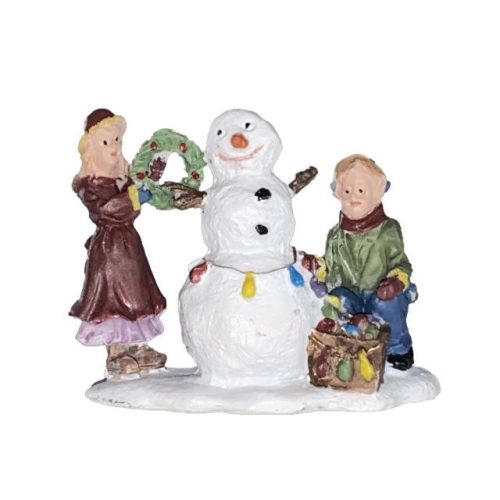 Téli mini falu kiegészítő hóemberépítő gyerekek poly 6,2x3,9x4,7CM színes