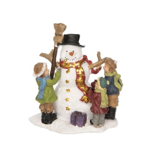 Téli mini falu kiegészítő hóemberépítő gyerekek poly 7x4,7x7,7CM színes