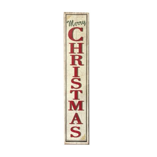 Tábla Merry Chritmas felirattal fa 120x25x18cm fehér,piros