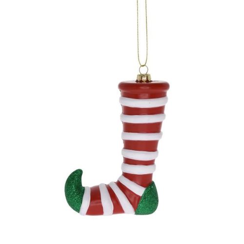 Karácsonyi zokni akasztós műanyag 8,8x4,9x12,8cm piros, zöld, fehér