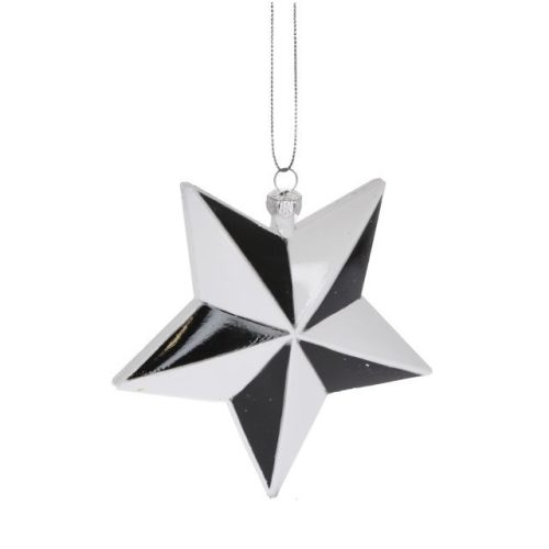 Csillag akasztós műanyag 12,2x3,9x12,1cm fekete,fehér