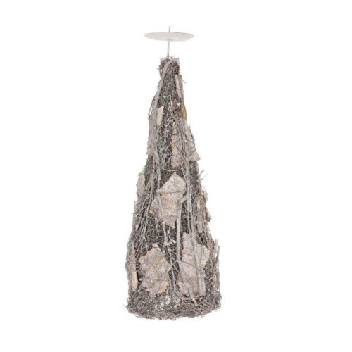 Gyertyatartó fenyőfa alakú vessző 14x14x40cm mosott fehér
