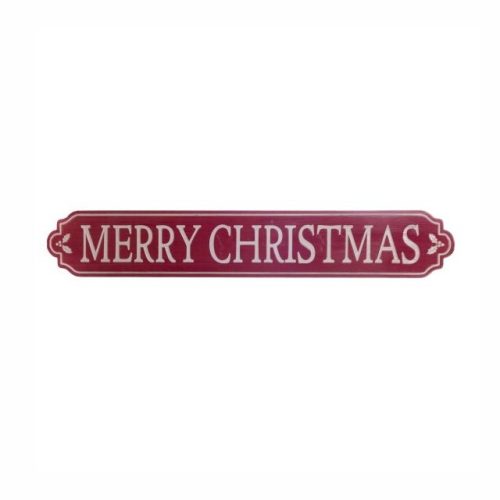 Tábla Merry Christmas felirattal fa 120x20x2,5 cm piros