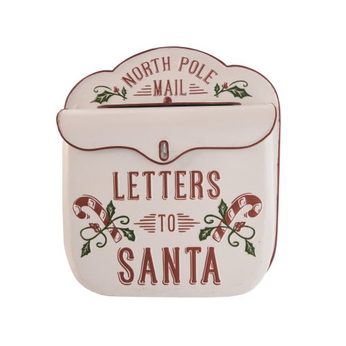 Postaláda "Letters to Santa" felirattal, fém, 31x9x35 cm, fehér @