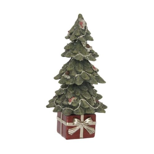 Karácsonyfa ajándékkal poly 9x9x18cm zöld