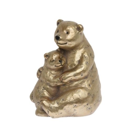 Medve boccsal ülő kerámia 14x11x18 cm arany