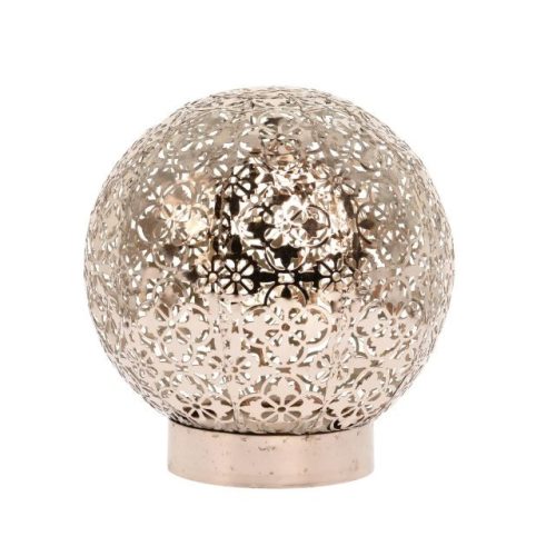 Lámpás gömb alakú lED-es fém 18x19cm ezüst