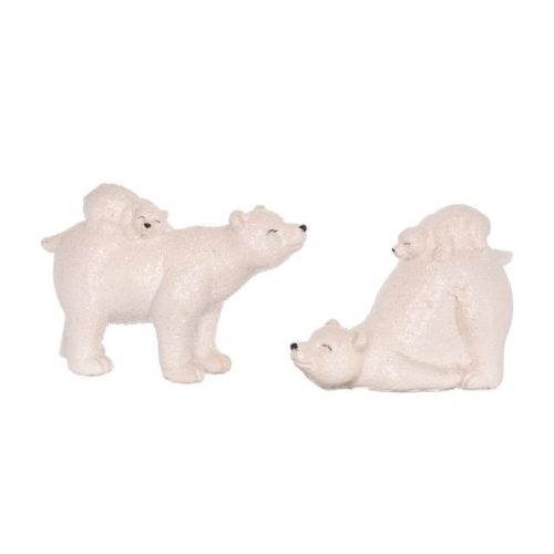 Jegesmedve kismedvével glitteres poly 4,5x7,5x6cm fehér, fekete 2 féle