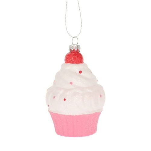 Muffin akasztós műanyag 7x7x9,5cm fehér, rózsaszín