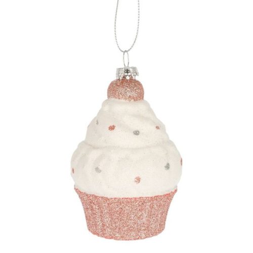 Muffin akasztós műanyag 7x7x9,5cm fehér,rózsaszín