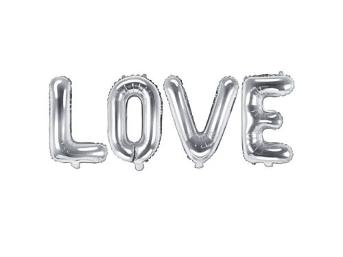 Fólia léggömb "LOVE" 140x35cm, ezüst