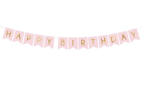 Banner Boldog születésnapot, világos rózsaszín, 15 x 175 cm