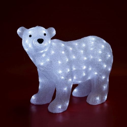 Akril jegesmedve, kültéri, 120 WH LED hidegfehér, 58x28x42cm