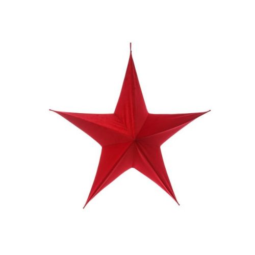 Csillag akasztós bársony 40cm piros