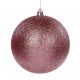 Rózsaszín glitteres karácsony gömb, akasztóval, 10 cm