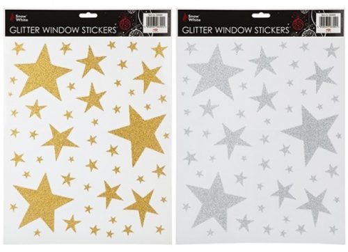 Glitteres, csillag alakú ablakmatricák, 2 féle