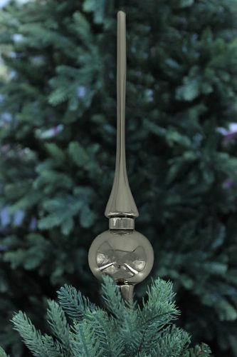 Ezüst csúcsdísz üveg karácsonyfa díszek