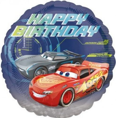 18 inch-es Cars - Happy Birthday - Verdák Szülinapi Fólia Luf