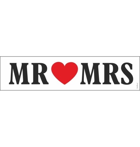 Mr és Mrs Szíves Esküvői Rendszámtábla, Banner - 50 cm x 11,5 cm