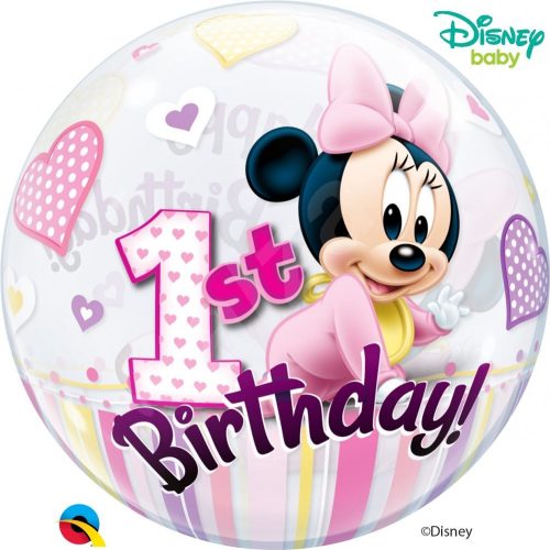 22 inch-es Disney Bubbles Minnie Mouse Első Szülinapi Lufi