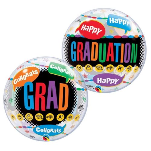 22 inch-es Happy Graduation Congrats Grad Ballagási Bubble Lufi
