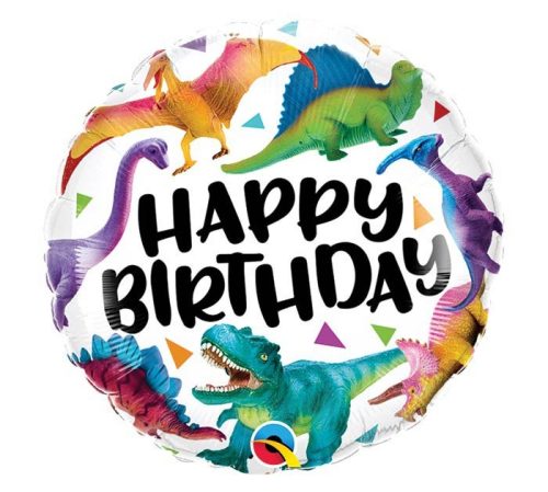 18 inch-es Birthday Colorful Dinosaurs Szülinapi Fólia Lufi